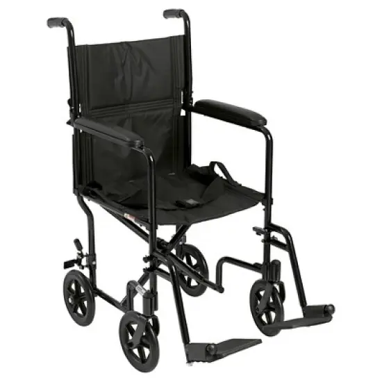 Drive Medical Lightweight Transport Wheelchair - 17&Prime; Seat, Folding Frame - Black image {6}