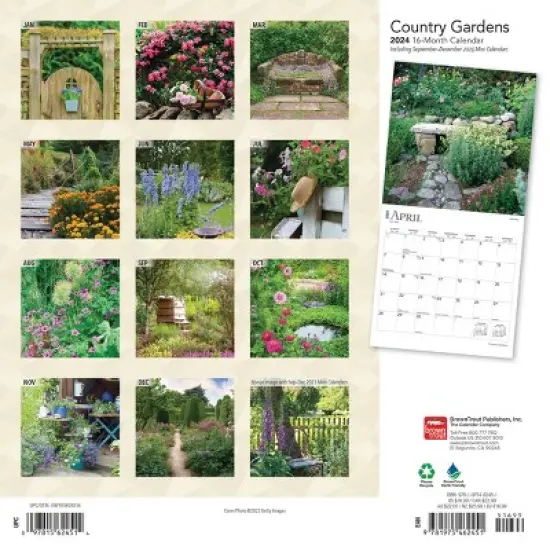 Browntrout 2024 Wall Calendar 12"x12" Country Gardens image {1}