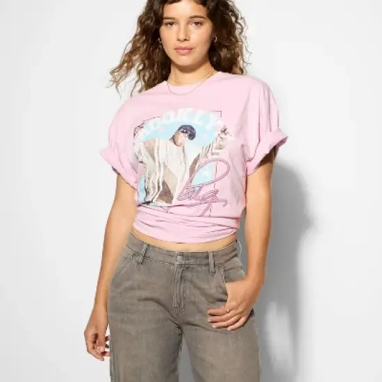 Women's Brooklyn Biggie Oversized Graphic T-Shirt - Pink image {3}