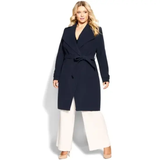 Women's Plus Size  So Sleek Coat - navy | CITY CHIC image {3}