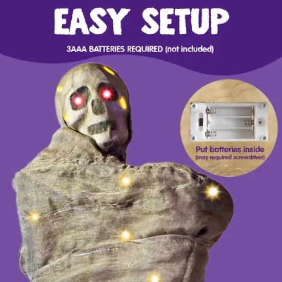 Joyfy 65" Halloween Hanging Cocoon Corpses Props Outdoor, Halloween Decoration Body Prop Corpses Skeleton with Lights&LED Eyes&Sound image {6}