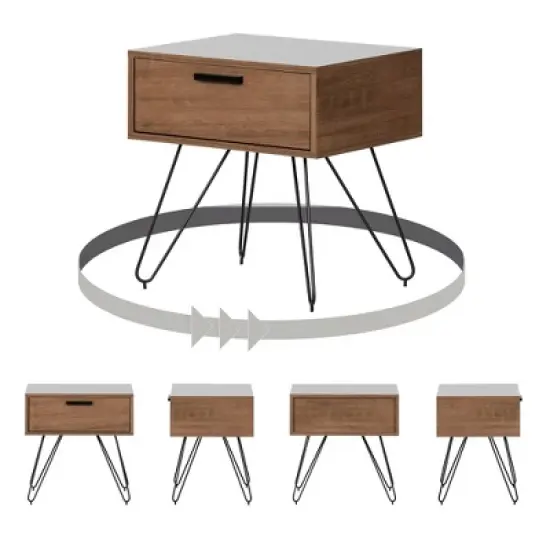 Slendel 1 Drawer Nightstand Light Brown - South Shore image {6}