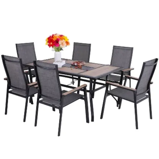 7pc Patio Set with Table & Sling Chairs - Captiva Designs image {1}