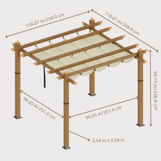 GustoWave Patio 10x10 Ft Wood-Grain Post Pergola Gazebo for Backyard Garden Porch image {1}