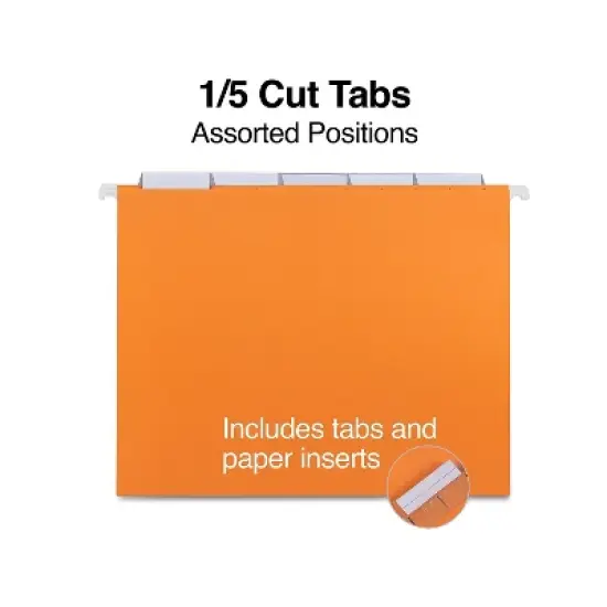 MyOfficeInnovations Hanging File Folders 5 Tab Letter Size Assorted 25/Box (875411) image {2}
