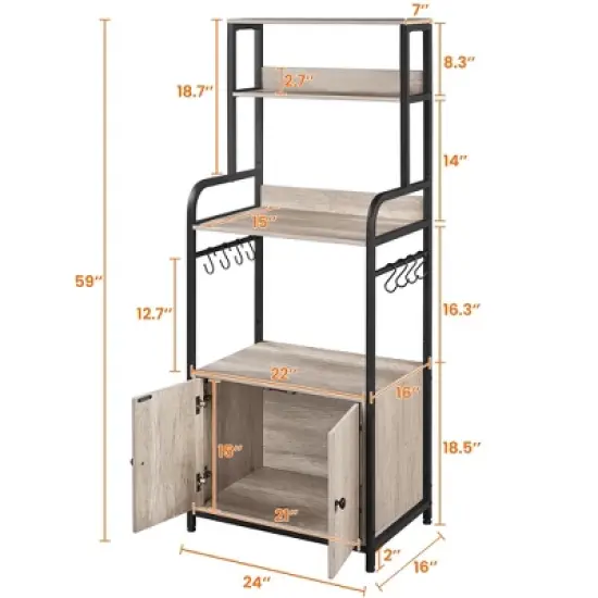 Yaheetech 59" Kitchen Storage Rack with Cabinet and Shelves image {3}