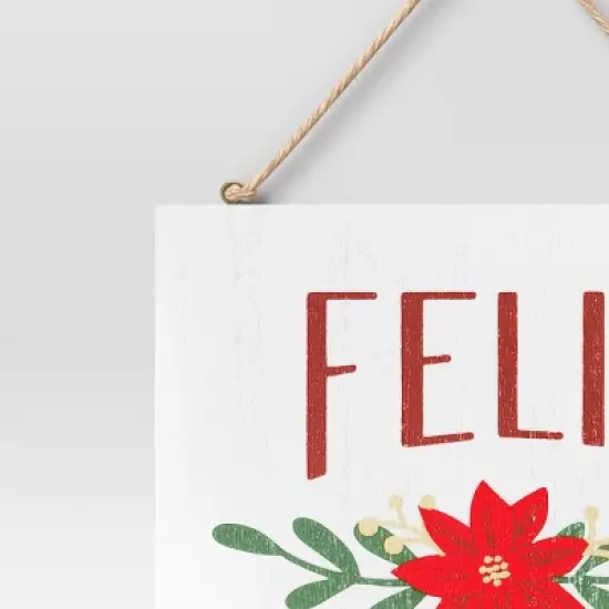 Reversible 'Felices Fiestas' to 'Feliz Navidad' Wood Christmas Wall D&eacute;cor Dark Red/White - Wondershop&trade; image {4}