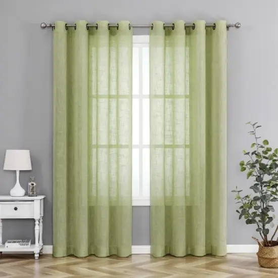 Kate Aurora 2 Pack Lux Thread Premium Woven Grommet Top Sheer Curtain Panels image {11}