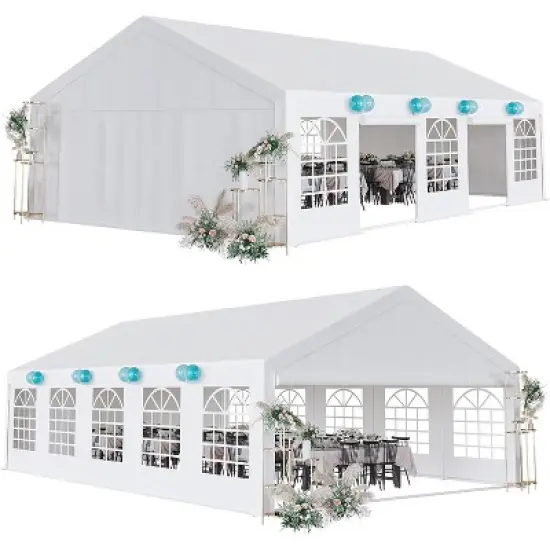 Party Tent, Outdoor Wedding Event Shelters, Heavy Duty Steel Canopy with Removable Sidewall Windows for Commercial and Parties image {11}