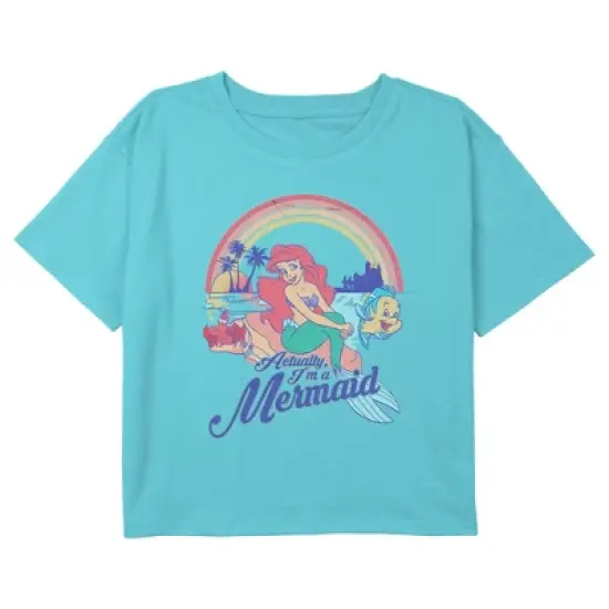 Girl's The Little Mermaid Ariel Actually I'm a Mermaid Crop T-Shirt image {2}