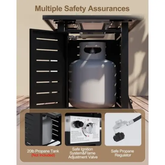 Rectangular Gas Fire Pit Table &ndash; Double-Door Storage, CSA-Certified, Waterproof for Patio/Deck/Garden image {5}