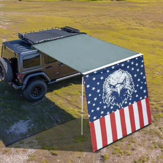 Yescom 6.6x8.4 Ft Vehicle Awning with Blackout Coating Side Wall Roof Rack Pull-Out Sun Shade Camp Gray&Black image {1}