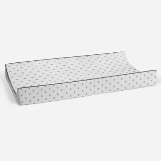 Bacati - Hearts Quilted Muslin Changing Pad Cover Gray image {2}
