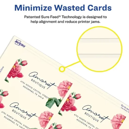 Avery Clean Edge Printable Business Cards with Sure Feed Technology, 2" x 3.5", Ivory, 200 Blank Cards for Inkjet Printers (08876) image {4}