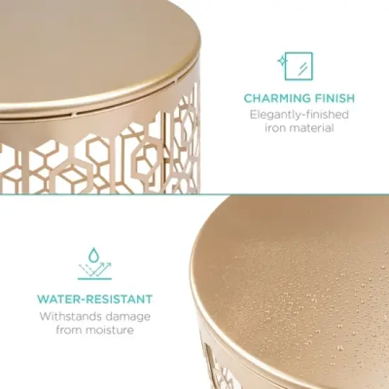 Best Choice Products Set of 2 Decorative Nesting Round Patterned Accent Side Coffee End Table Nightstands image {2}