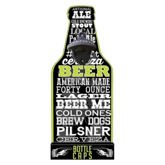 Modern Home Wall Mounted Bottle Opened w/Cap Catcher - Chalk Beer image {1}