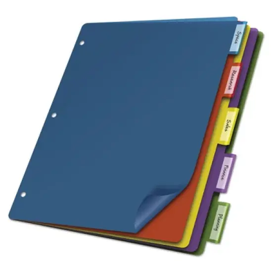 Cardinal Poly Index Dividers, 5-Tab, 11 x 8.5, Assorted, 4 Sets image {7}