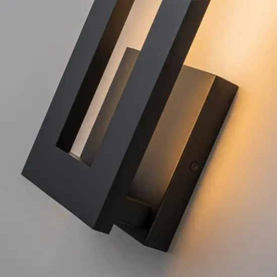 ALOADECOR H20'' Modern Outdoor Integrated LED Wall Light Matte Black  Sconce with Frosted Acrylic Shade Up/Down Wall for Garage  (2 Pack) image {8}