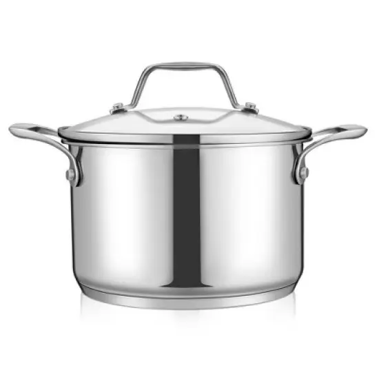 NutriChef Stainless Steel Cookware Soup Pot - 3 Quart, Heavy Duty Induction Pot, Soup Pot With Lid image {1}