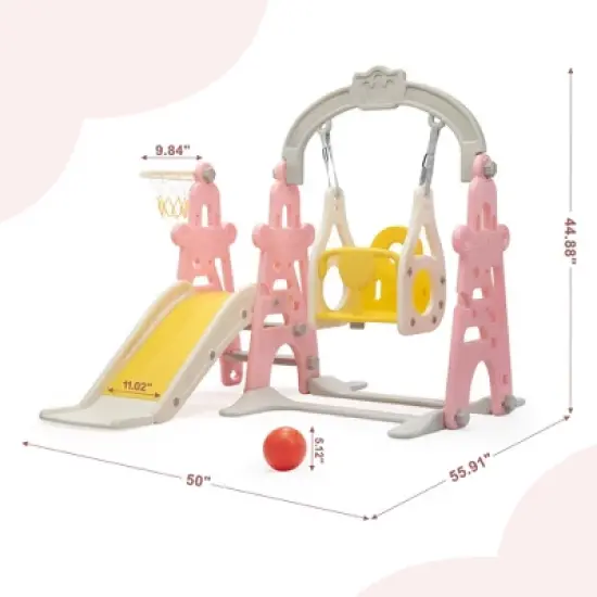 3-in-1 Kids Slide for Toddlers Slide and Swing Set,Indoor image {3}