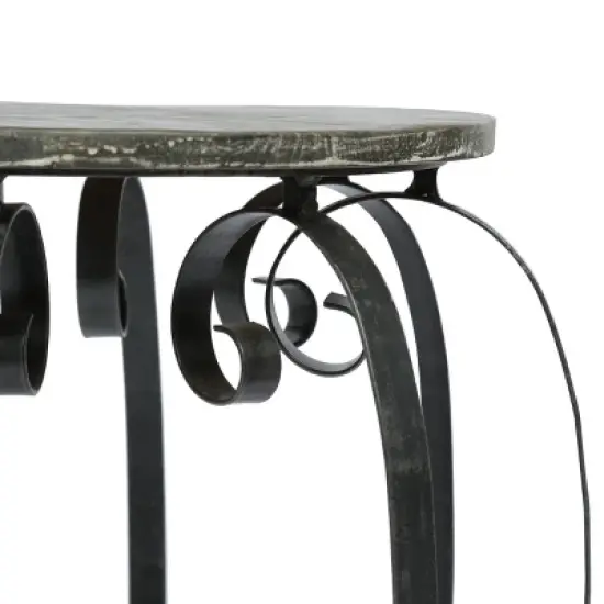 Wiers Modern Industrial Handcrafted Mango Wood Side Table Gray/Black - Christopher Knight Home image {5}