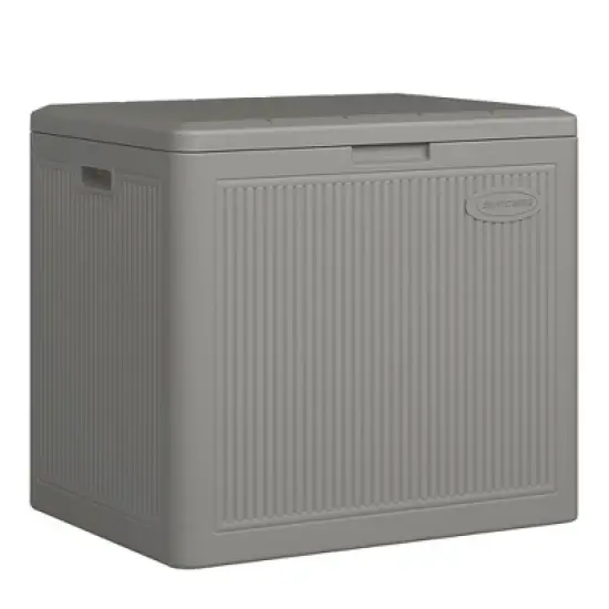 Suncast 22 Gallon Indoor or Outdoor Small Patio Deck Box, Plastic Storage Bin for Lawn, Garden, Garage, & Home Organization, Stoney (2 Pack) image {2}