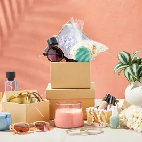 Stockroom Plus 4 Pack Square Nesting Gift Boxes, Decorative Boxes with Lids in 4 Assorted Sizes for Wedding, Bridal Shower, Baby Shower, Brown image {1}