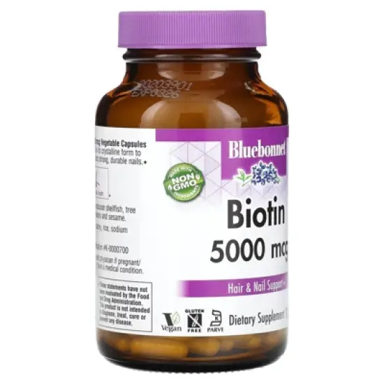 Bluebonnet Nutrition Biotin, 5,000 mcg, 120 Vegetable Capsules image {3}