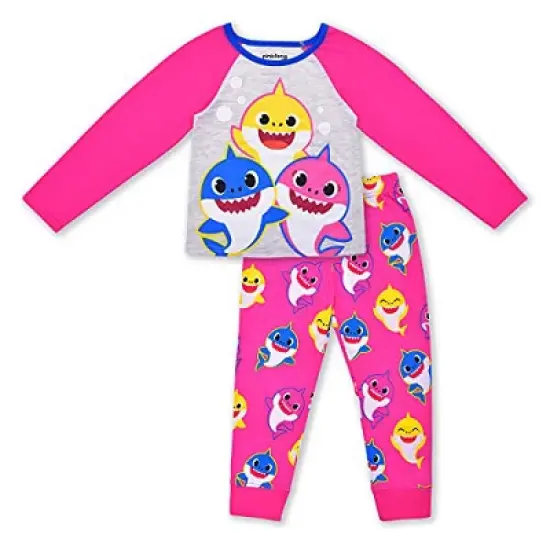 Nickelodeon Girl's Baby Shark 2 Piece Coordinates, Long Sleeve T-Shirt and Jogger Pants Set for kids image {5}