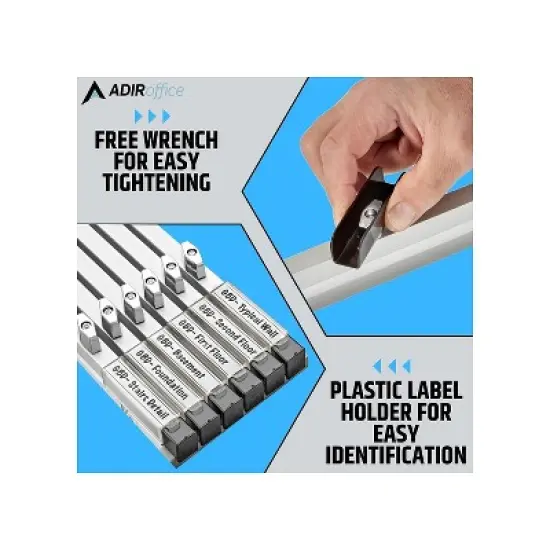 AdirOffice Hanging Blueprint Clamp Holder 30" Silver Aluminum 12/Pack (ADI6036-2) ADI6036--2 image {5}