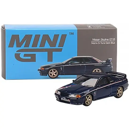 Nissan Skyline GT-R (R32) Nismo S-Tune RHD Dark Blue Met. w/Stripes Ltd Ed 1/64 Diecast Model Car by True Scale Miniatures image {3}