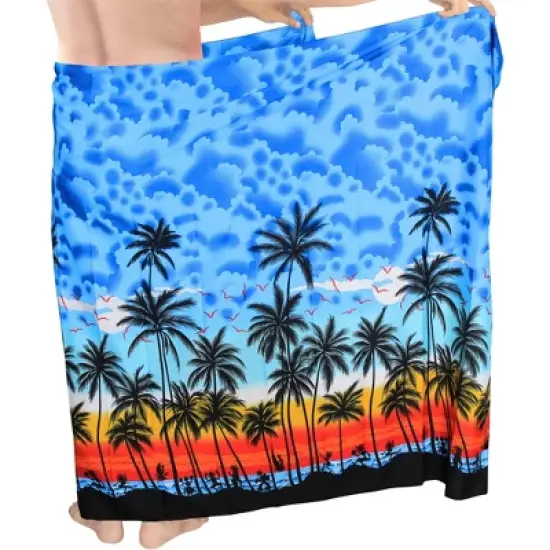 LA LEELA Men's Sarong Bath Hawaiian Pareo Wrap One Size Aqua image {1}