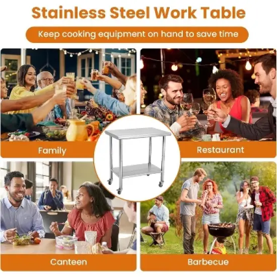 Heavy Duty Stainless Steel Work Table, Adjustable Height Utility Table for Home, Garage, and Restaurant Use image {6}
