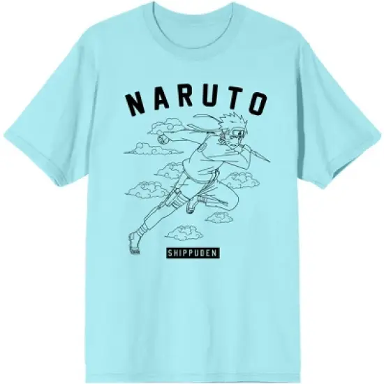 Naruto Shippuden Anime Cartoon Varsity Clouds  Blue Tee image {3}