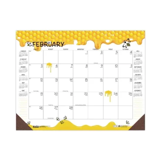 Recycled Honeycomb Desk Pad Calendar, Honeycomb Artwork, 18.5 x 13, White/Multicolor Sheets, 12-Month (Jan to Dec): 2026 image {3}