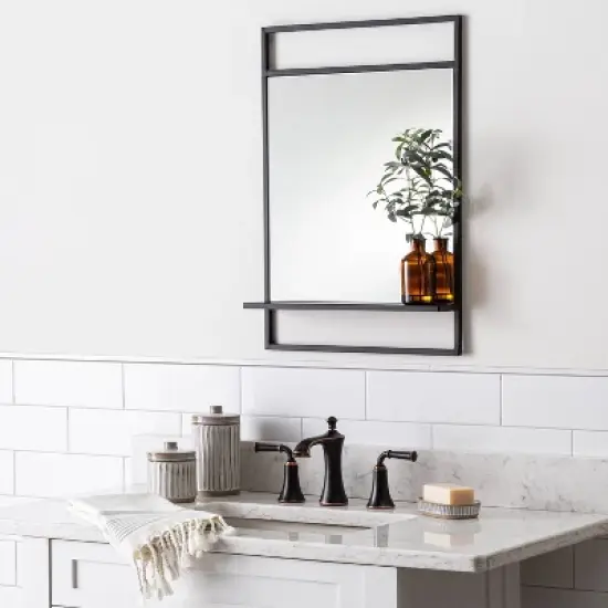 Bath Mirror with Shelf Black - Hearth & Hand&trade; with Magnolia image {1}