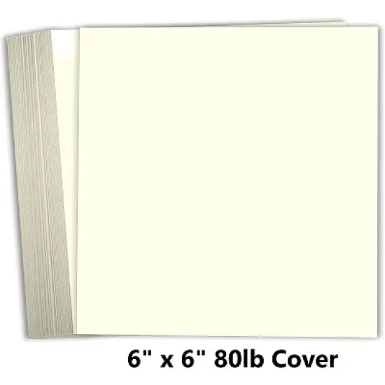 Hamilco 6x6 Cream White Scrapbook Cardstock Paper 80lb Cover Card Stock 100 Pack image {1}