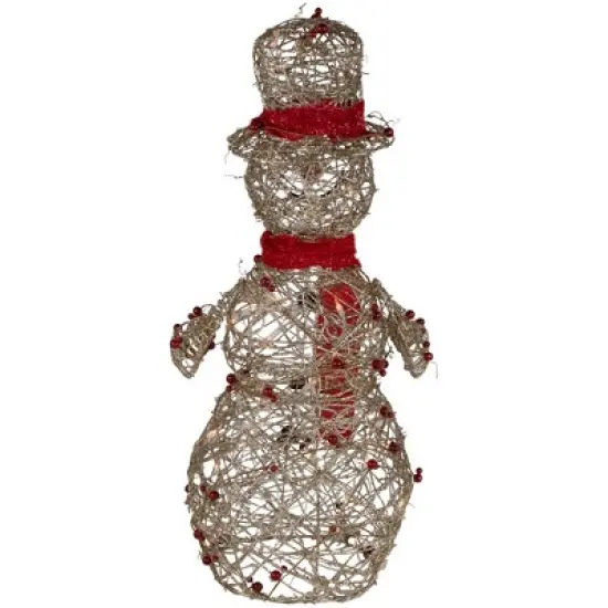 Northlight Lighted Glittered Snowman and Berries Outdoor Christmas Decoration - 28" image {5}