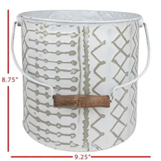 Multi Pattern Bucket Planter Metal & Wood - Foreside Home & Garden image {5}
