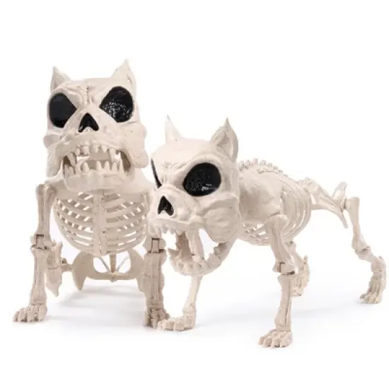 Joyfy 2 PCS 16" Halloween Decoration Dog Puppy Skeleton Full Body Posable for Spooky Scene Decor Halloween Party Favors Haunted House Graveyard Props image {10}