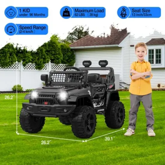 12V Kids Ride On Truck, Toddlers Battery Powered Electric Vehicle with Remote Control image {3}
