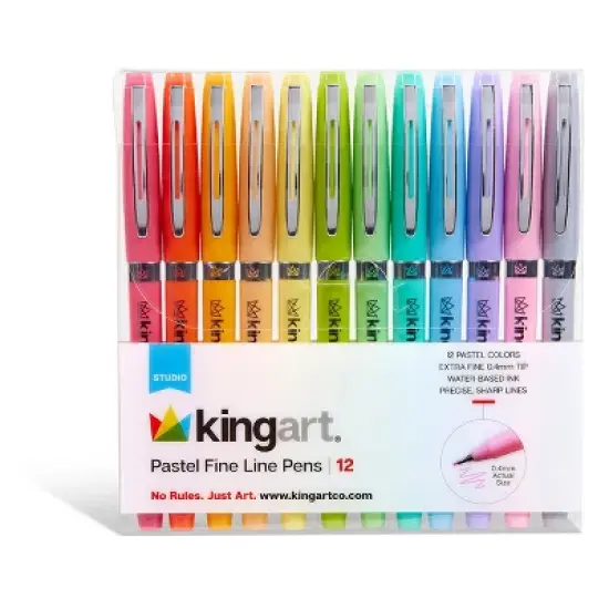 KINGART Pastel Fine Line Pens 12 Colors image {3}