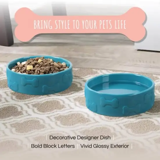 Park Life Designs 2c Classic Water and Food Dog Bowl - Aqua Blue image {5}