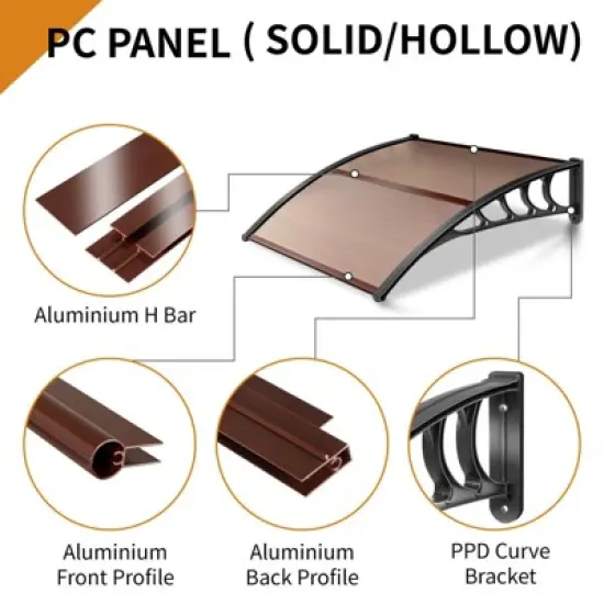 Karl Home | Winado 39.8 in. W x 9.8 in. D Brown Cover Retractable Window Awning image {2}