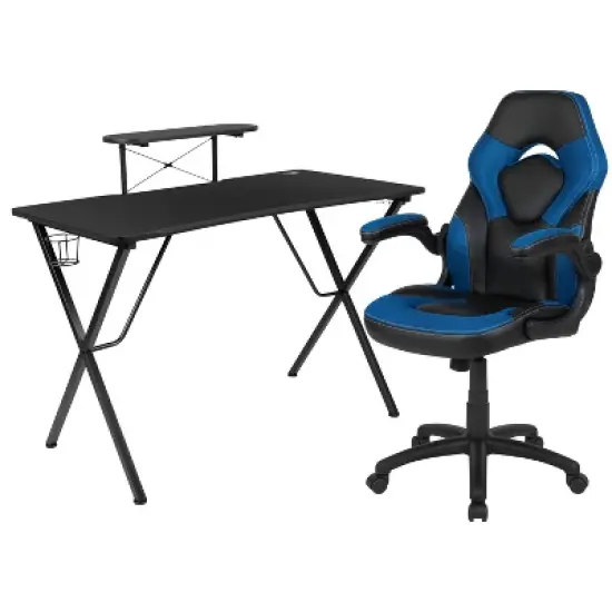 Flash Furniture Gaming Desk and Racing Chair Set with Cup Holder, Headphone Hook, and Monitor/Smartphone Stand image {13}