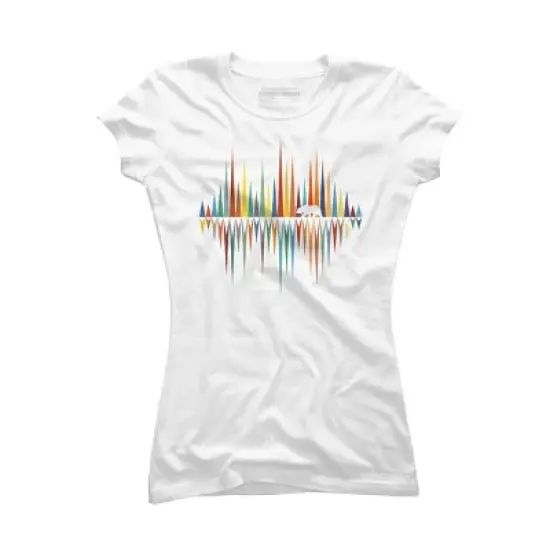 Junior's Design By Humans Colorful Mountain Bear Vibes - Music Sound Wave By NomAdartStudio T-Shirt image {4}