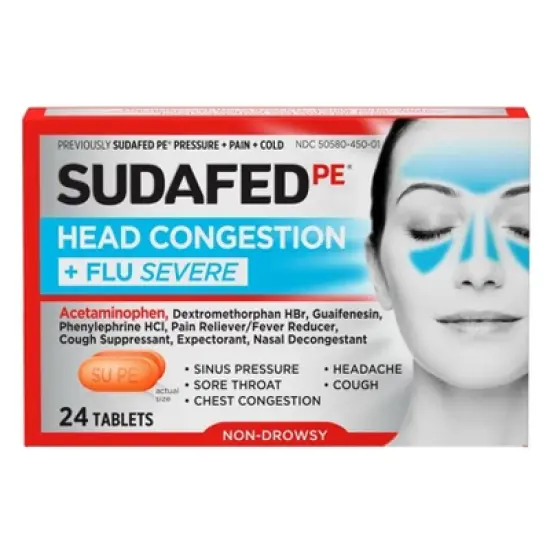 Sudafed PE Head Congestion + Flu Severe Tablets - 24ct image {7}