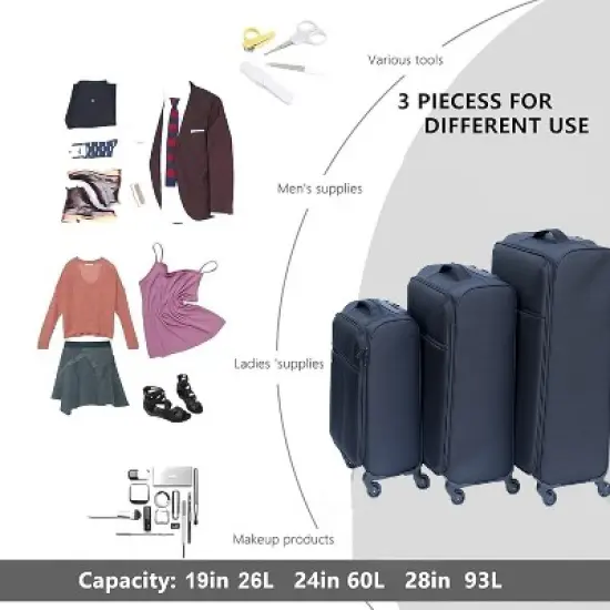 Gulches 2-Piece Softside Luggage Set: 20"+24" Oxford Trolley Cases with 360&iexcl;&atilde; Silent Wheels & Password Lock image {7}