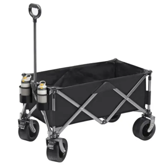 SKONYON Foldable Wagon Cart Collapsible Heavy Duty Utility Cart Extra Large Wheels, Holds Up to 600 Pounds image {8}