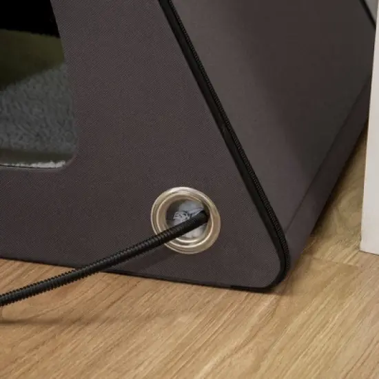 PawHut Heated Cat House A-Frame Pet Shelter with Zippered Water-resistant Roof for Indoor and Outdoor image {4}